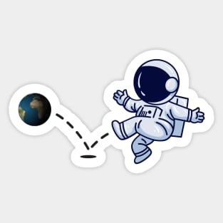 Astronaut plays Earth Soccer Sticker